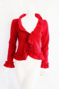 INC International Concepts Womens Real Red Nostalgia Ruffled Sweater PM