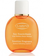 Feel happy, feel radiant, feel spirited! New Clarins Sunshine Fragrance has captured the scent of the sun. Uplifting and sparkling, it combines aromatherapy benefits, aromatic essential oils and plant extracts to make you feel happy, feel radiant and feel spirited ...all year long. 3.4 oz. 