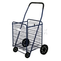 Honey-Can-Do CRT-01511 Medium Folding Shopping Cart Rolling 4-Wheel Utility Wagon, Black