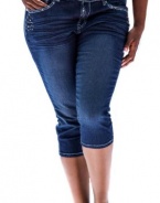 Jeans Colony Women's Junior Plus Size Denim Capris JC1007PC DARK BLUE