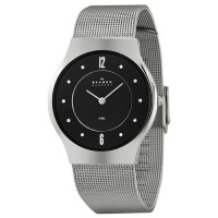 Skagen Men's O233LSSB1 Quartz Black Dial Stainless Steel Watch