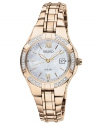 Endless shine energizes this diamond-accented Seiko watch. Uses solar power to harness natural light throughout the day.