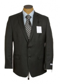 Calvin Klein Mens 2 Button Charcoal Gray Herringbone Wool Slim Fit Sport Coat Jacket