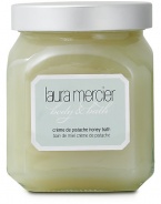 Laura Mercier Crème de Pistache Honey Bath is a decadent, foaming honey moisture bath with natural ingredients that leaves the skin feeling clean, fresh and supple. Vitamins A and E soothe, moisturize and condition the skin. Skin is left with a softly scented veil of fragrance after each use.