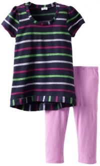 Splendid Littles Girls 2-6X Roller Rink Striped Active Tunic Set, Navy, 6X