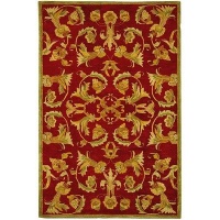 Safavieh AN527A Anatolia Collection 6-Feet Handmade Hand-Spun Wool Round Area Rug, Burgundy and Sage