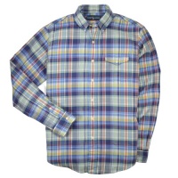 Polo Ralph Lauren Custom-Fit Plaid Twill Shirt (Medium, Blue)