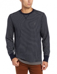 Nautica Men's Long Sleeve Stripe Crew, Navy, X-Large