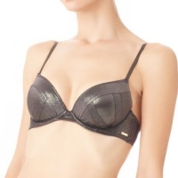 Calvin Klein Women's Satin Sctructure Push Up Bra, Gunmetal, 36C