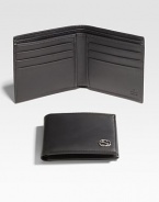 Leather wallet with dark palladium hardware.Six card slots and two bill compartments4W x 4HMade in Italy