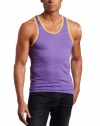 Alternative Men's Double Ringer Tank Shirt, True Purple/True Gold, Small