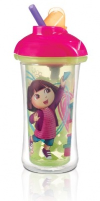 Munchkin Dora the Explorer Click Lock Insulated Straw Cup, 9 Ounce