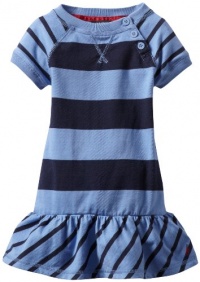 Nautica Sportswear Kids Girls 2-6X Short Sleeve Stripe Dress, Cadet Blue, 4T