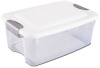 Sterilite 19848006 18-Quart Ultra Storage Box, White Lid See-Through Base with Titanium Latches, 6-Pack