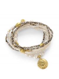 THE LOOKSet of six beaded braceletsAngel charmFaux pearl and glass stones22k goldplated vermeil sterling silver charm accentsElastic pull-on styleTHE MEASUREMENTWidth, about 2.5ORIGINMade in USA of imported materials