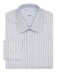 Armani Collezioni Light Blue with Navy Stripe Dress Shirt - Contemporary Fit