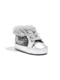 GUESS Kids Girls Baby Heritage Hi Faux-Fur Sneaker, SILVER (0)