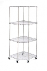 Seville Classics SHE15247 4-Tier Corner Shelving System with Wheels, Chrome