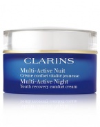 Say Goodnight to Early Wrinkles. Youth recovery cream with the benefits of eight hours of sleep in a jar to help renew and repair your skin. Multi-Active Night Cream complement the day creams with repairing and correcting actions, respectively. Multi-Active Night Youth Recovery creams help skin recover this sleep debt and helps restore cellular renewal. Skin looks more refreshed upon waking and the appearance of fine lines and wrinkles are diminished. 1.7 oz. 