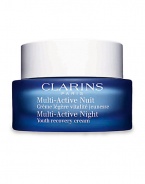 Say Goodnight to Early Wrinkles. Youth recovery cream with the benefits of eight hours of sleep in a jar -- to help renew and repair your skin. Multi-Active Night Cream complement the day creams with repairing and correcting actions, respectively. Multi-Active Night Youth Recovery creams help skin recover this sleep debt and helps restore cellular renewal. Skin looks more refreshed upon waking and the appearance of fine lines and wrinkles are diminished. 1.7 oz. 