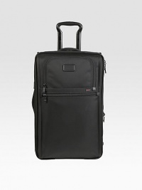 The business traveler's ideal travel companion: a wheeled carry-on constructed in signature ballistic nylon offers soft, zip-around expansion and fits into most overhead compartments. Zip closure Expands by 2½ Removable garment sleeve holds three suits Top and telescoping handles Interior and exterior accessories pockets 14W X 22H X 9D Imported 