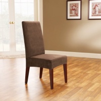 Sure Fit Soft Suede Short Dinning Room Chair Slipcover, Chocolate