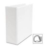 Business Source 28444 D-Ring Binder, w/ Pockets, 4 in. Capacity, White