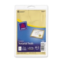 Avery Inkjet Print or Write Notarial Seals, 2 in Diameter, Gold, 44/Pack, PK - AVE05868