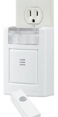 NuTone LA204WH Wireless Plug-In Door Chime with Built-In Strobe Light, Receiver And Button, White Finish