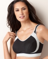 Support with a shape. The sectioned cups of this extreme control sports bra by Anita offer a feminine silhouette for fierce workouts. Anita Style #5527