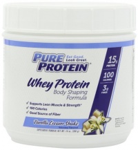 Pure Protein Natural Whey Protein,  Vanilla Cream Shake, 14 Ounce