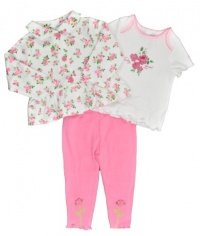 Guess Glitter Rose 3-Piece Outfit (Sizes 0M - 9M) - pink/white, 0 - 3 months