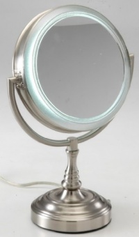 Rialto Natural Daylight Lighted 10X to 1X Vanity Mirror in Satin Nickel