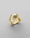 A single shining pearl suspends over a hammered setting of gold-plated sterling silver. 12mm white, round man-made pearl 18k gold vermeil Made in Spain