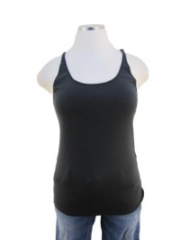 Eileen Fisher Graphite Gray Organic Cotton Long Cami Tank Shirrt