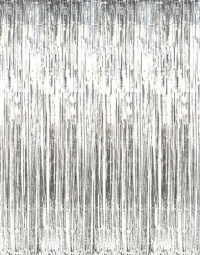 Metallic Silver Foil Fringe Curtains (1 pc)