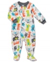 Give him some fun friends to cuddle with while he's sweetly dreaming in this darling dinosaur-print footed coverall from Carter's.