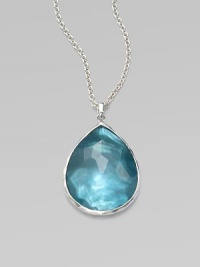 From the Wonderland Collection. A graceful teardrop doublet, the shade of gently faded denim, combines color-backed mother-of-pearl and faceted clear quartz for richness and depth as it hangs from a polished silver chain.Mother-of-pearl and clear quartzSterling silverLength, about 16-18Lobster claspImported