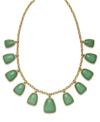 Sprigs of green for spring! This refreshing, reconstituted jade necklace from Lauren by Ralph Lauren is set in 14k gold-plated mixed metal. Approximate length: 16 inches. Approximate drop: 3/4 inch to 1 inch.