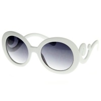 Curlycue Big Lense Sunglasses In White with Gradation Finish