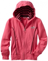 Puma - Kids Girls 7-16 Stripe Lined Hoodie, Pink, X-Large