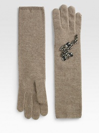 EXCLUSIVELY AT SAKS.COM. A chilly weather essential in an ultra-soft wool-blend knit with crystal embellishments.About 14 long40% polyester/28% nylon/17% wool/10% angora and 5% cashmereDry cleanImported