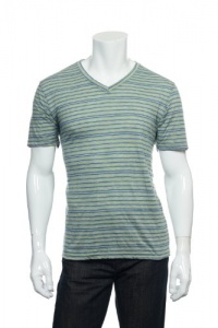 INC International Concepts Men's Gray Horizontal Striped V-Neck T-Shirt