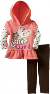 Young Hearts Baby-Girls Infant 2 Piece Cute Girl Fleece Jacket Legging Set