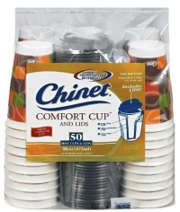 Chinet Comfort Cup (16-Ounce Cups), 50-Count Cups & Lids