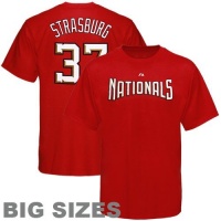 MLB Majestic Washington Nationals #37 Stephen Strasburg Red Player Big Sizes T-Shirt