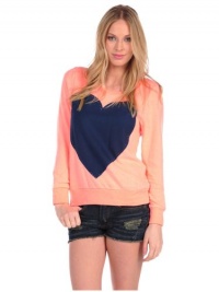 Vintage Havana Womens Stoned Heart Sweater - Neon Coral - Medium