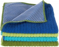 Ritz Microfiber 12 by 12-Inch Dish Cloth with Poly Scour Side, Assorted Blue/Green, 4-Pack