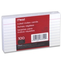 Mead 3 x 5-Inch Index Cards, Ruled, 100 Count, White (63350)