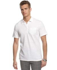 Earn you stripes with this polished polo shirt from Calvin Klein.